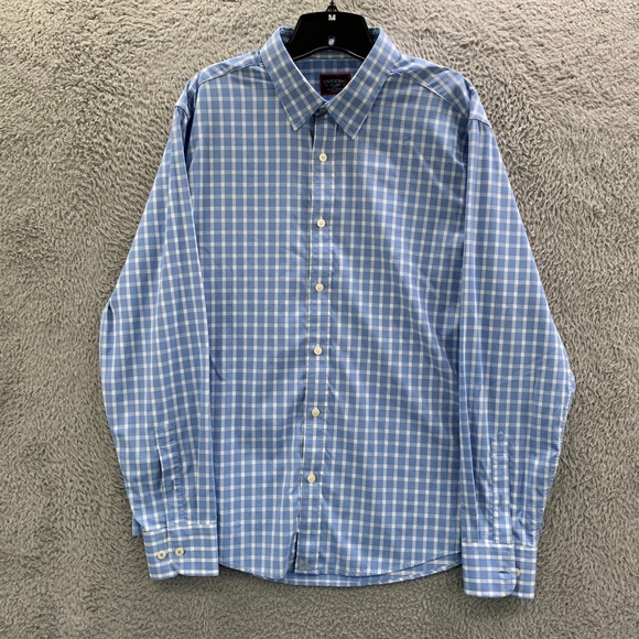 UNTUCKit Other - UNTUCKit Shirt Mens Size XL Button Up Plaid Extra Large Slim Fit Nylon Blue*